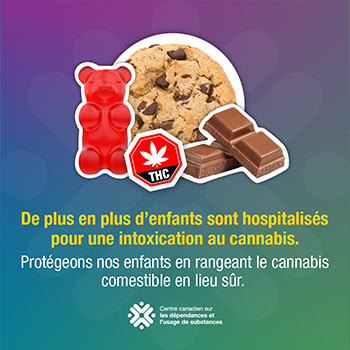 De plus en plus d'enfants sont hospitalisés pour une intoxication au cannabis. Protégeons nos enfants en rangeant le cannabis comestible en lieu sûr.